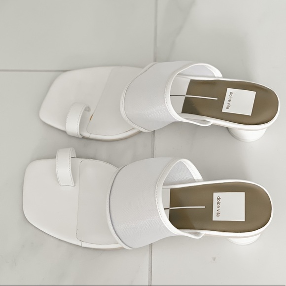 Dolce Vita White Mesh Round Block Heel Sandals - Picture 6 of 13